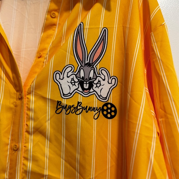 Looney Tunes Bugs Bunny Yellow Striped Shirt Dress 1X - Picture 2 of 6